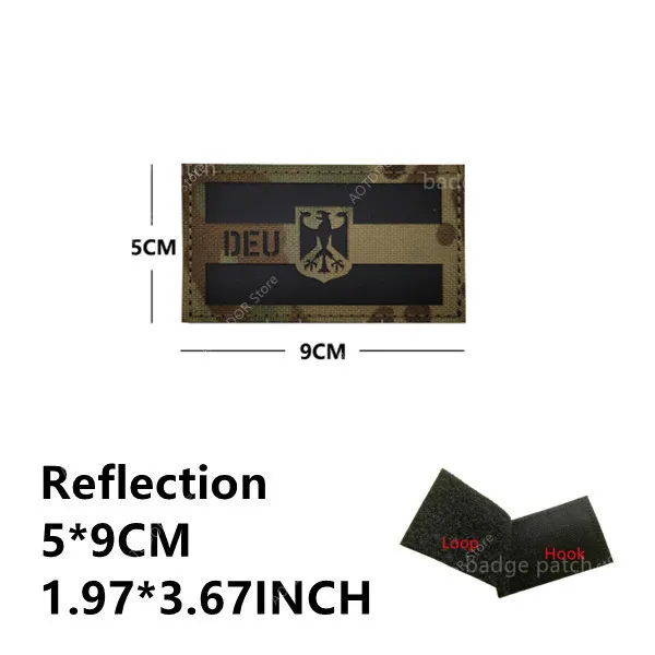 Parches reflectantes infrarrojos con bandera de Alemania DEU, brazalete de águila alemana GSG9, insignia táctica, apliques, parche militar de PVC, gancho y bucle - imagen 3