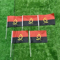 BANDERA SKY 50/100 Uds 21*14cm bandera nacional de Angola banderas de Angola banderas onduladas a mano con poste de plástico para actividades deportivas decoración del hogar