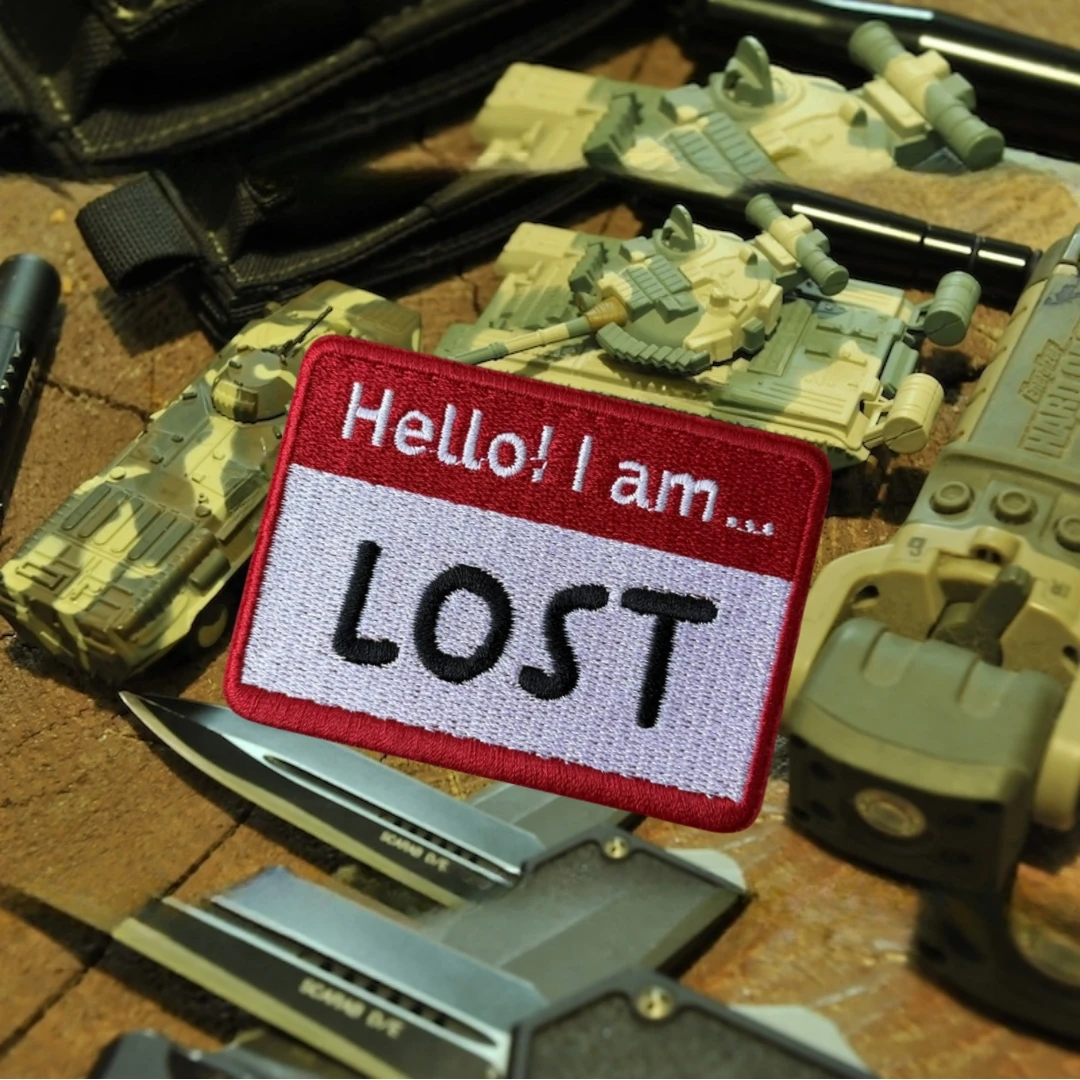 Parche táctico moral "¡Hola! Estoy... Perdido" Parche divertido Insignia de moral táctica Parches impresos con gancho y bucle para ropa