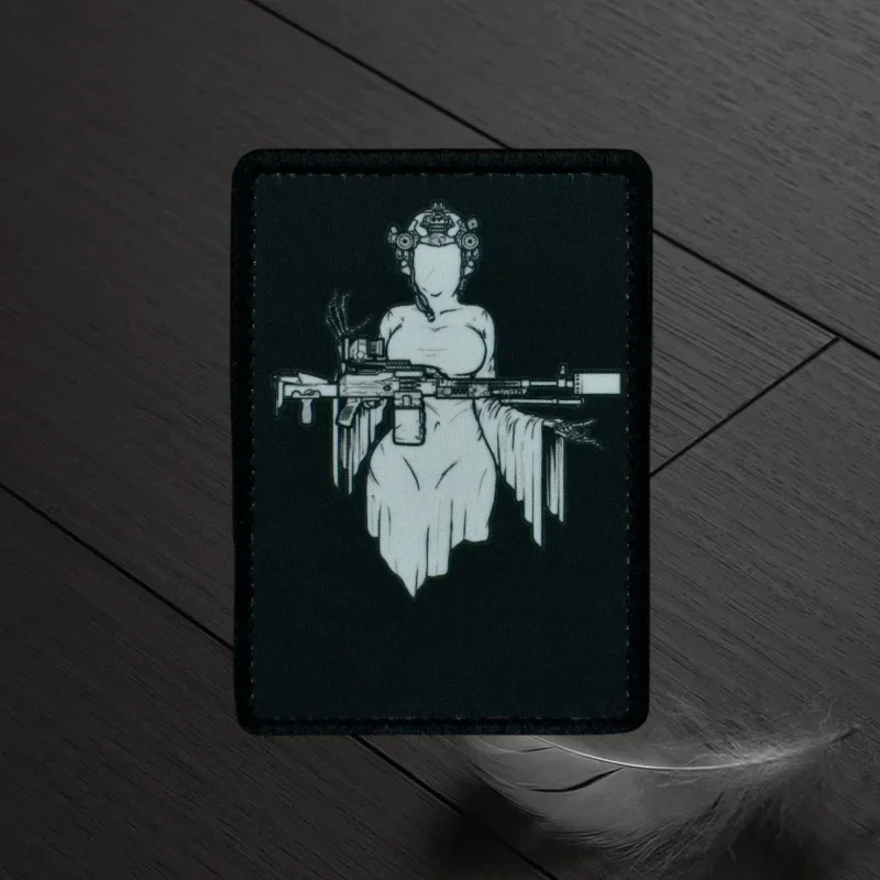 Parche de mujer fantasma, insignia de moral militar táctica, gancho y bucle, mochila, ropa, accesorios decorativos, pegatina, brazalete - imagen 5