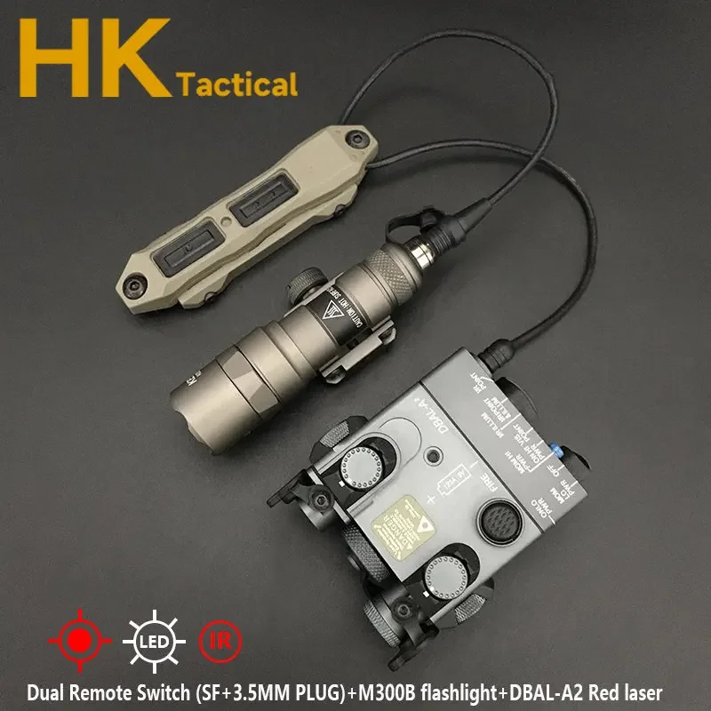 Airsoft táctico DBAL-A2 láser rojo verde IR armas de visión luz Led Surefi M300B linterna doble Control interruptor de presión conjunto - imagen 4