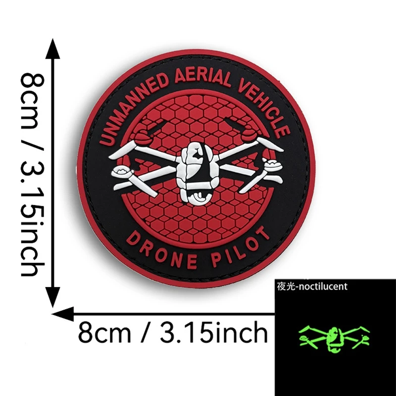 Parche luminoso de gancho y bucle de PVC para Dron, insignia moral de piloto al aire libre, insignias tácticas, parches de accesorios de ropa - imagen 2