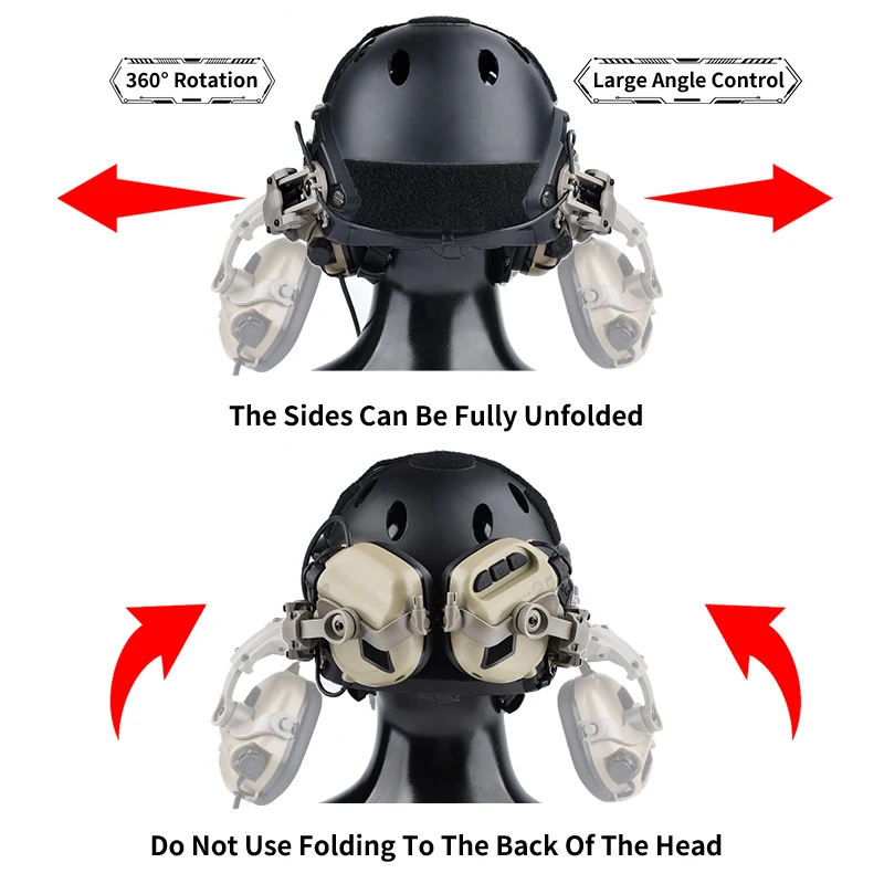 WADSN auriculares tácticos de nailon con soporte para caza M32, gran ángulo de Control de rotación de 360 ° para montaje de casco WADSN - imagen 5