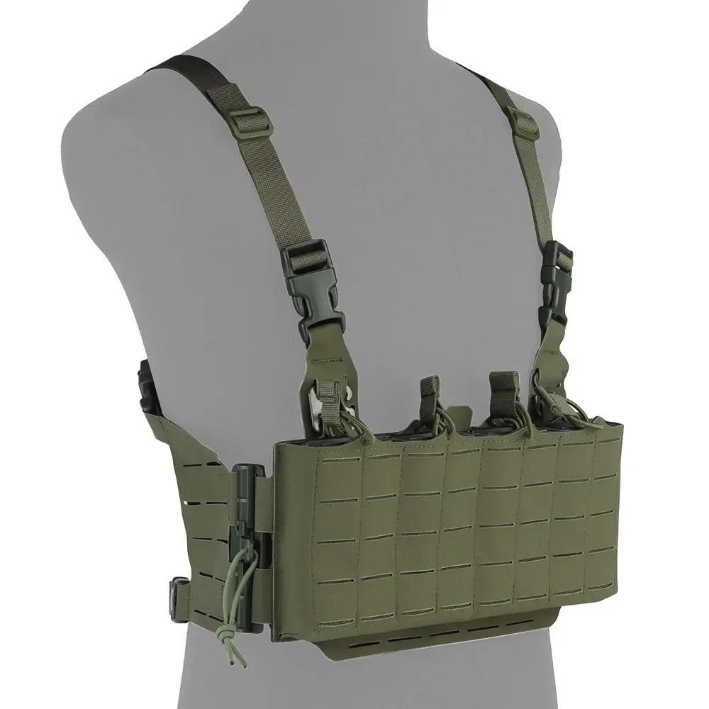 Plataforma de pecho táctica, chaleco de caza con corte láser de liberación rápida con bolsa para revistas 5,56, aparejo de pecho de caballero, equipo de tiro Airsoft - imagen 2