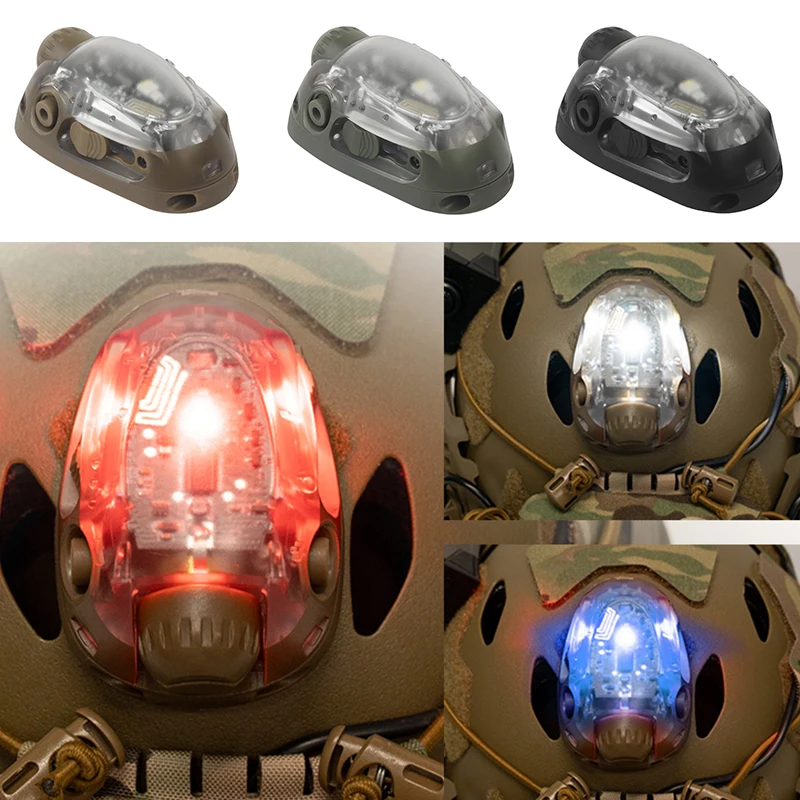 Luz LED de señal para casco táctico para Airsoft noche rojo azul blanco lámpara estroboscópica luz de cabeza linterna LED de caza