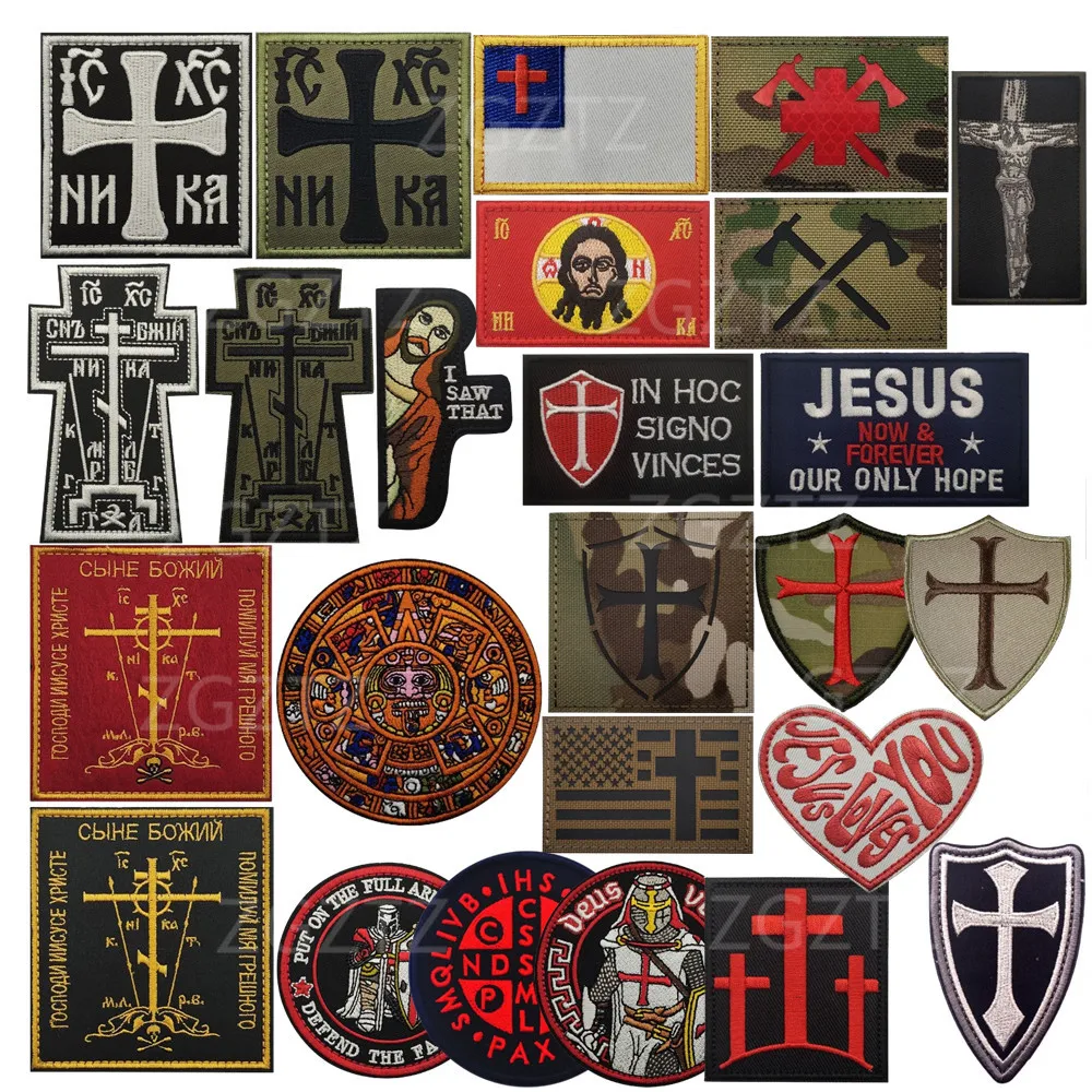 Parche bordado de pez de Jesús, símbolo de pez cristiano, emblema táctico, apliques, parches de tela, pegatinas en ropa, mochila - imagen 2