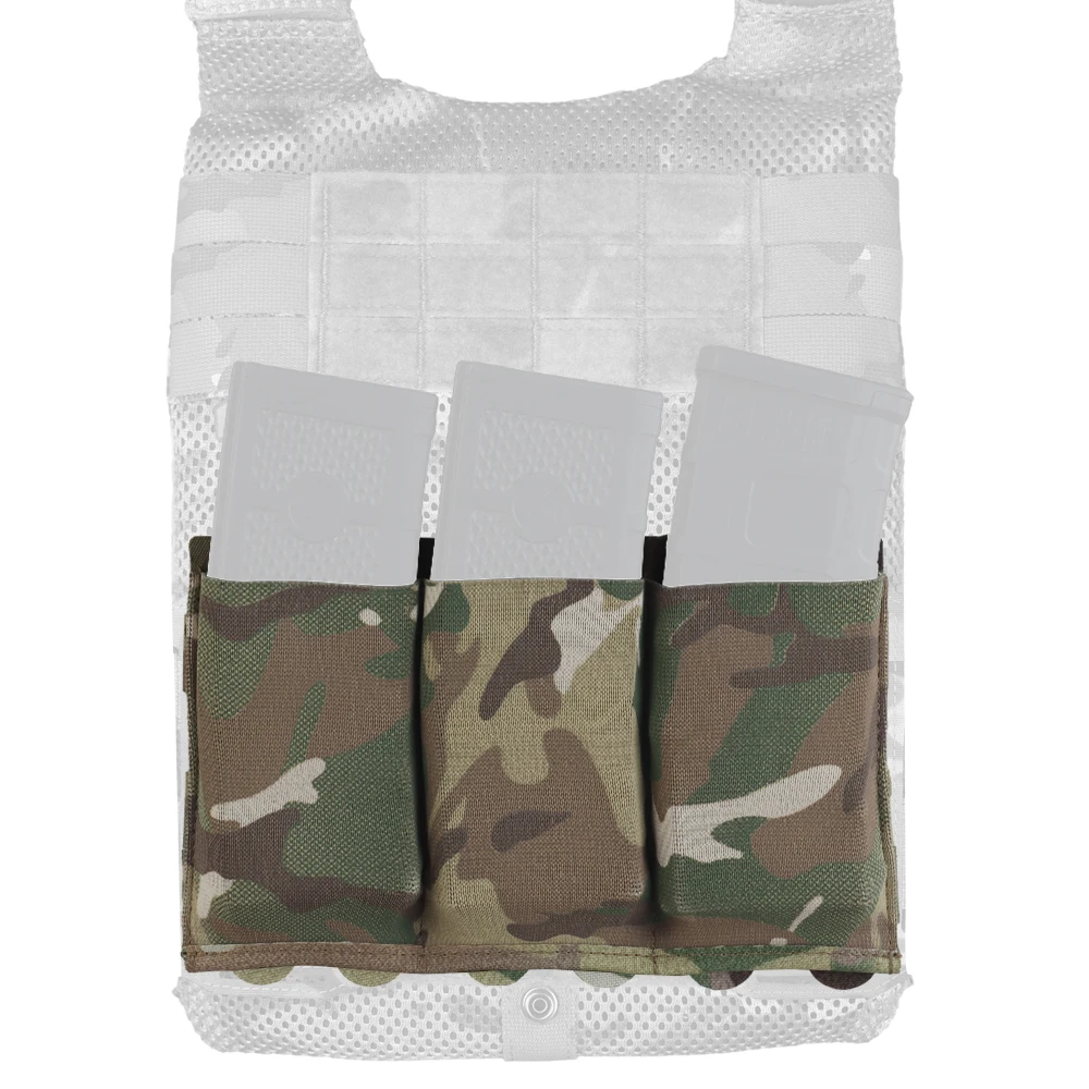 Bolsa elástica para revistas 5,56/7,62, Triple ligera, para caza al aire libre, tiro, Airsoft Mag, bolsa con soporte, chaleco táctico MOLLE - imagen 2