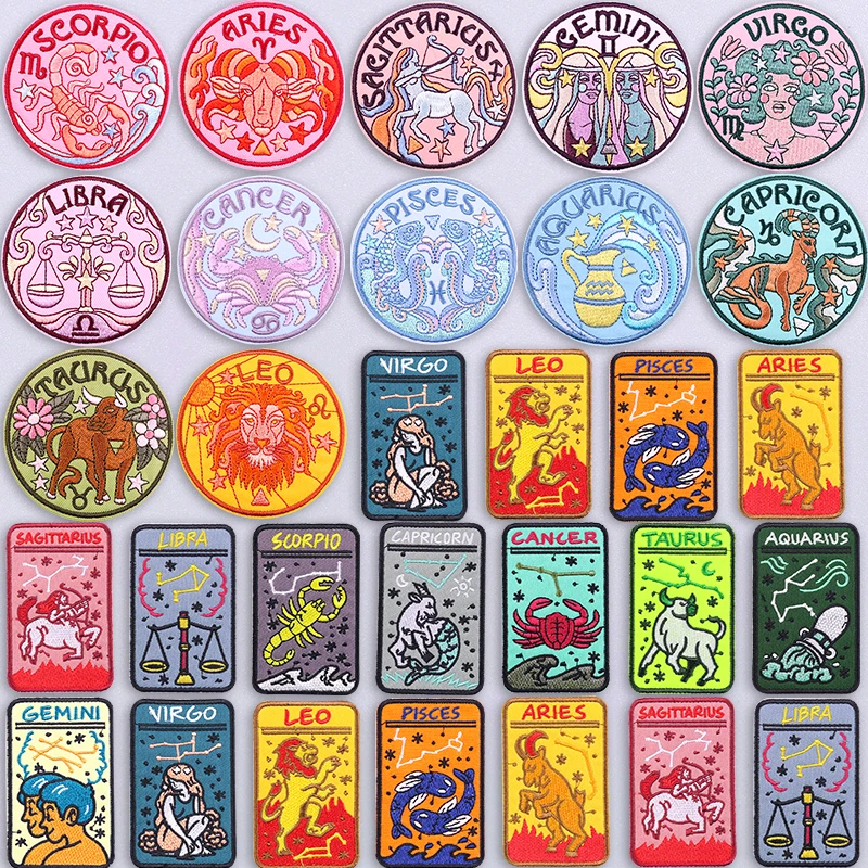 Parche bordado constelación zodiaco termoadhesivo para chaqueta