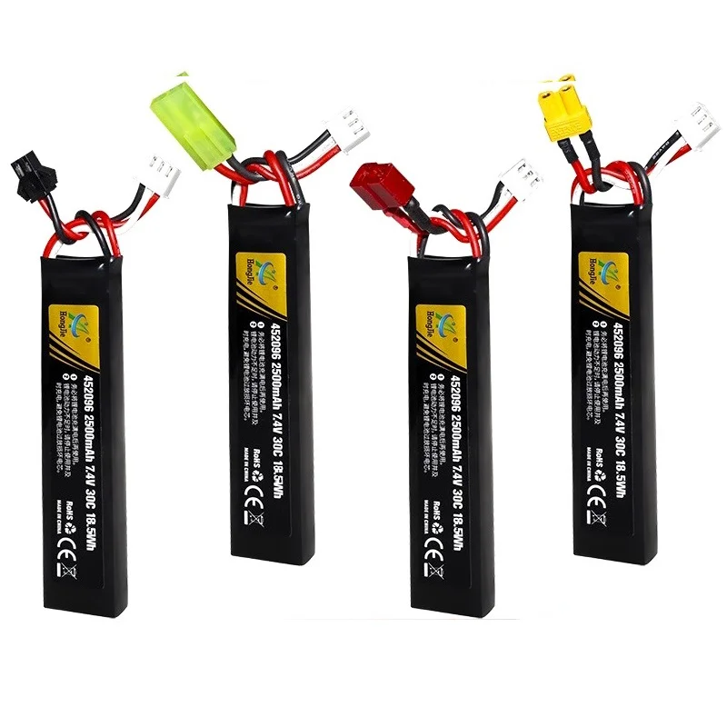 1 Uds 7,4 V 2500mAh pistola de agua Lipo batería T/TAMIYA para 2s 7,4 V batería para Mini Airsoft BB pistola de aire juguetes eléctricos piezas de pistolas - imagen 4