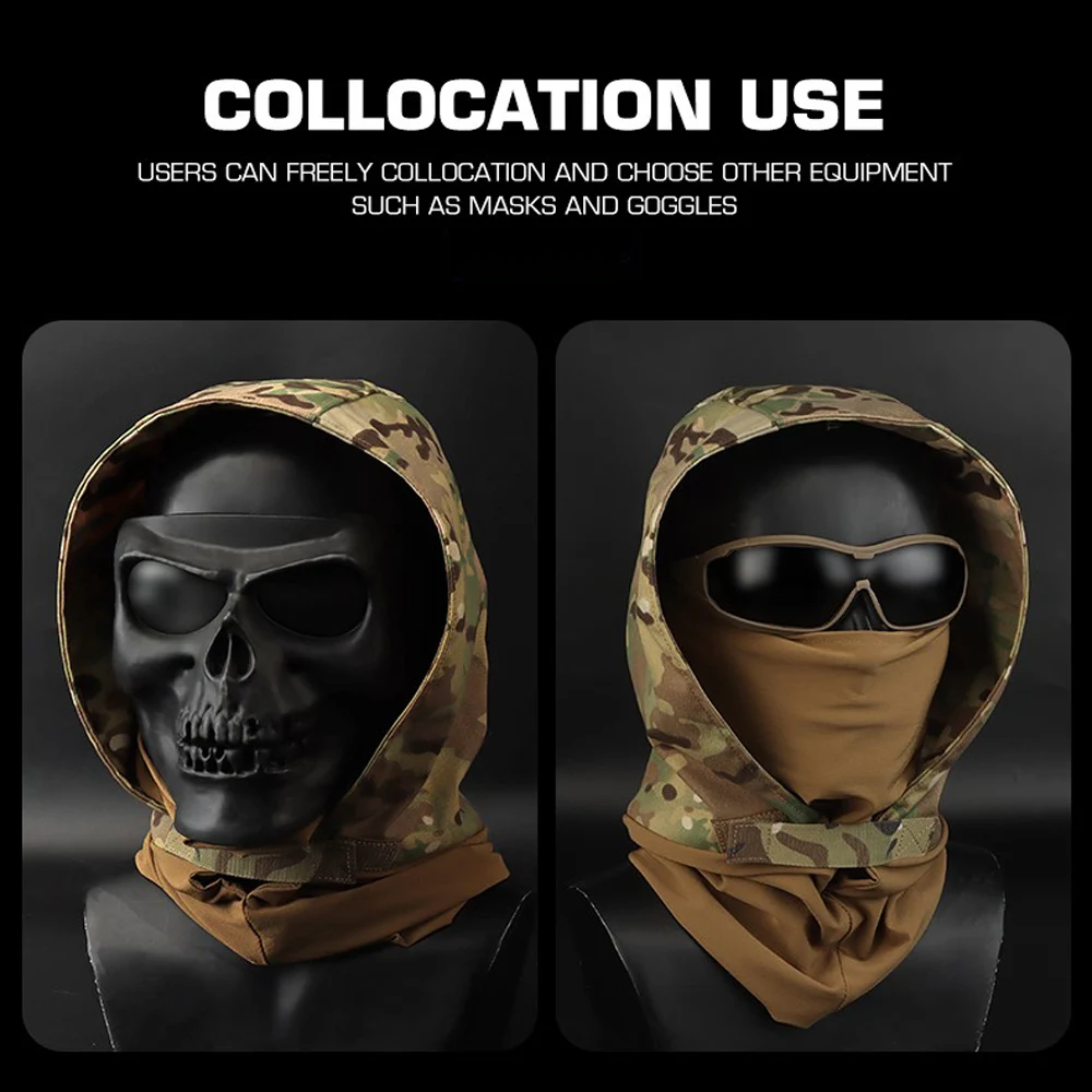 Máscara de cara completa de camuflaje al aire libre, sombrero de caza, bicicleta, ciclismo, nieve, pesca, Camuflaje CP, capucha de protección solar - imagen 4