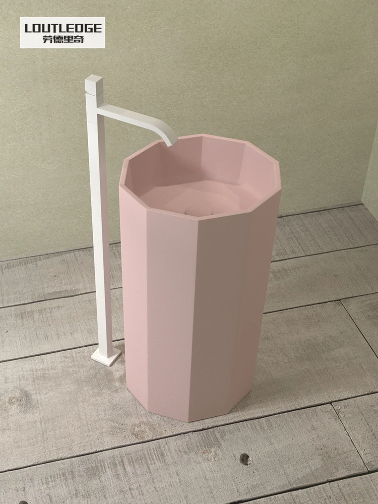 Color personalizado, color rosa y azul, balcón exterior, Hotel B & B, lavabo de columna integrado para lavarse las manos de pie - imagen 4