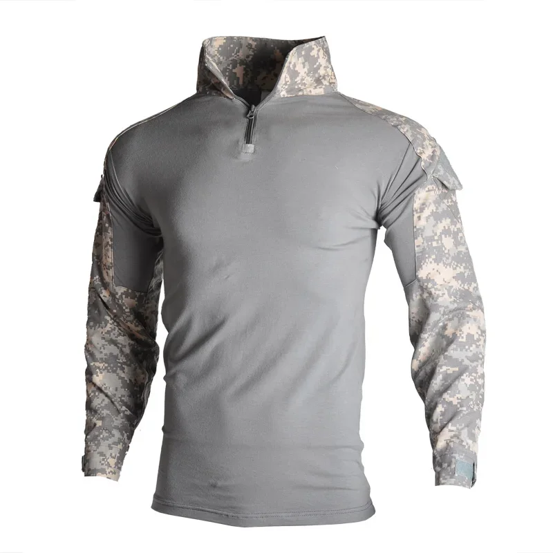 Camisetas tácticas de manga larga para hombre, camiseta de camuflaje CP del ejército militar de combate, camisa de escalada para caza al aire libre, ropa deportiva de algodón