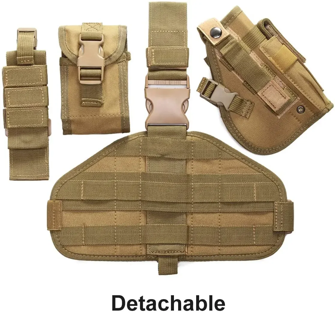 Funda táctica para pistola de pierna caída, plataforma Molle de combate militar para Glock 17, 18, 19, 26, 34 y más - imagen 5