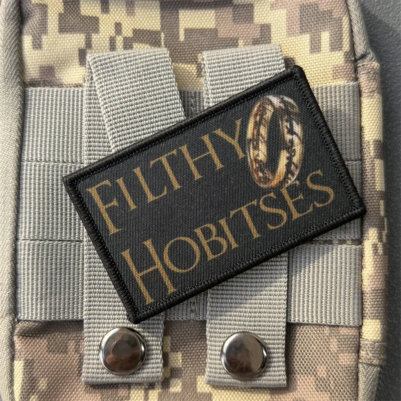 Parche táctico "FILTHY HOBITSES", insignia con estampado de moral militar, gancho y bucle, mochila, accesorio de decoración de ropa, pegatina, brazalete - imagen 3