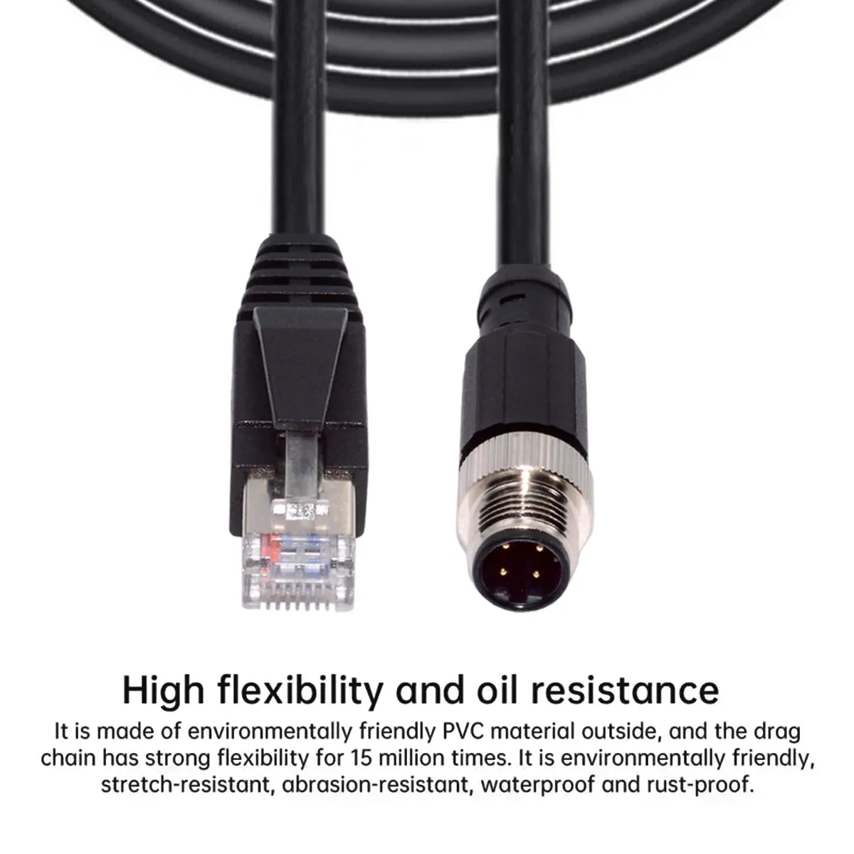 CY-Cable macho tipo D M12, 4 pines, RJ45, Cat5e, Lan, red Ethernet, aplicaciones industriales, IP67 - imagen 4