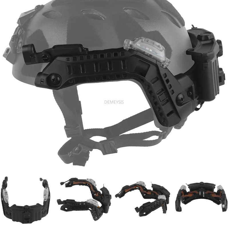 Cascos tácticos de corte súper alto, Kit de rieles ARC Modular integrado con luces LED de señal de cabeza roja/blanca/Ir, juego de rieles de caja de batería