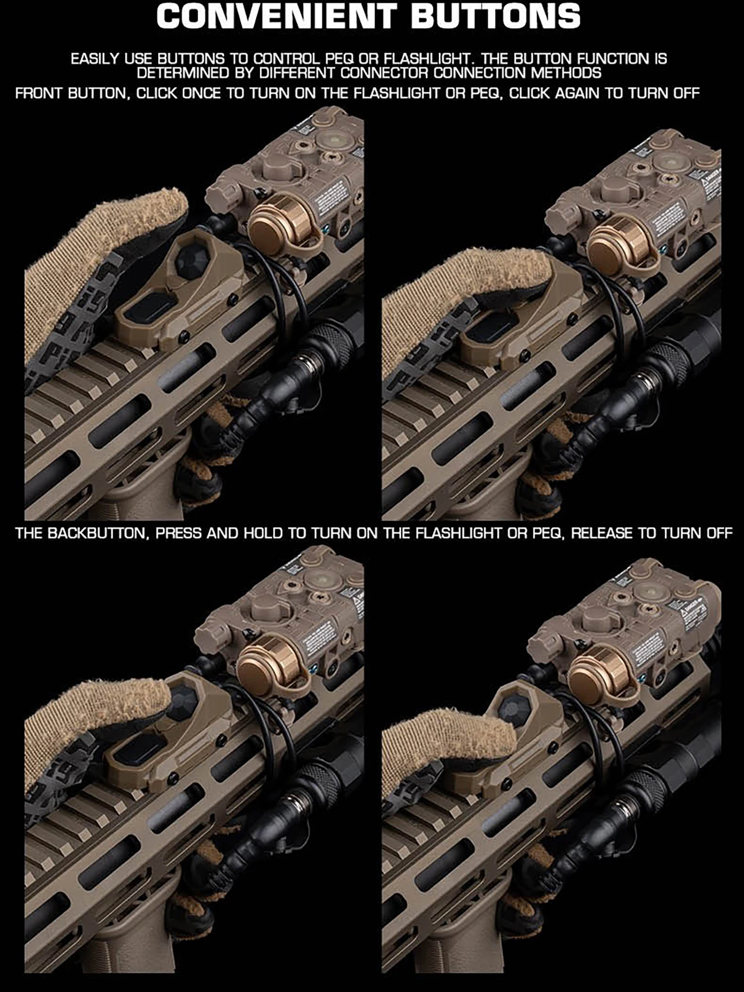 Doble cable remoto interruptor doble AXON Pro Picatinny Mlok SF luz arma linterna 2,5mm grúa láser DBALPEQ interruptor - imagen 5