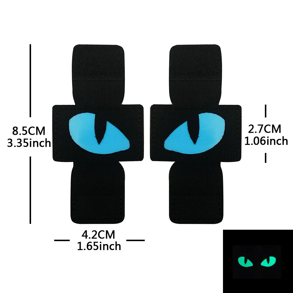 Parches de ojos de gato con sujetadores con efecto de brillo nocturno, creativo, personalizado, ojo de gato, luminoso, ventilador militar, mochila, colgante MOLLE - imagen 4