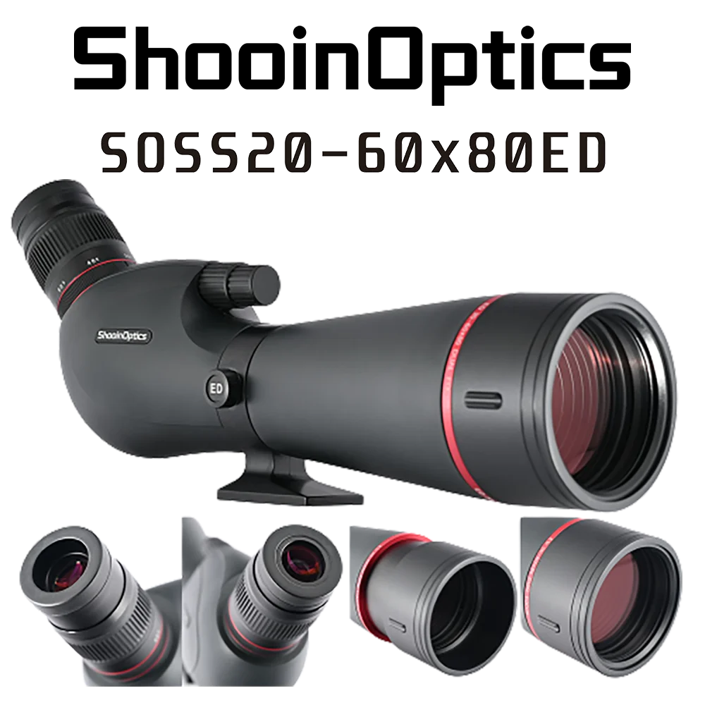 Shooin Optics ED 20-60x80 telescopio terrestre telescopio Monocular para exteriores para observación de aves caza tiro - imagen 4