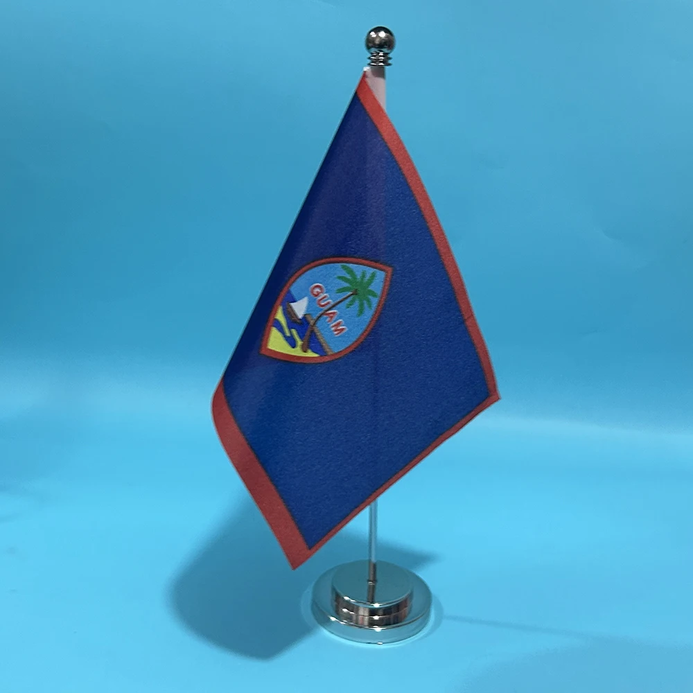 BANDERA SKY escritorio de oficina pequeña bandera de Guam 14x21cm poliéster bandera nacional de Guam bandera de país adornos de escritorio banderas - imagen 4