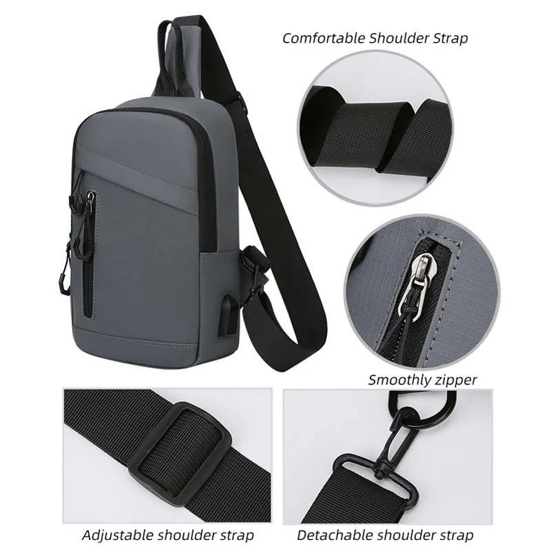 Bolso de pecho para deportes al aire libre USB para hombre, bolso de hombro tipo bandolera táctico para escalada, senderismo, Camping, viaje, desplazamientos, senderismo y ciclismo - imagen 4