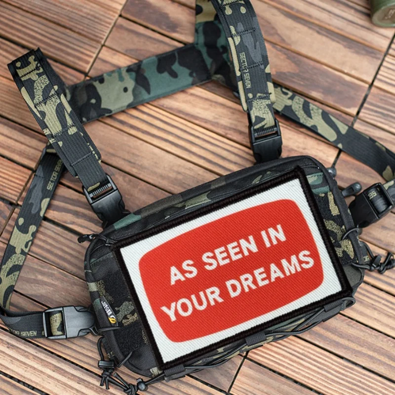 Parche "AS SEEN IN YOUR DREAMS" para ropa, brazalete impreso, insignia de moral táctica, parche militar con gancho, pegatina para mochila