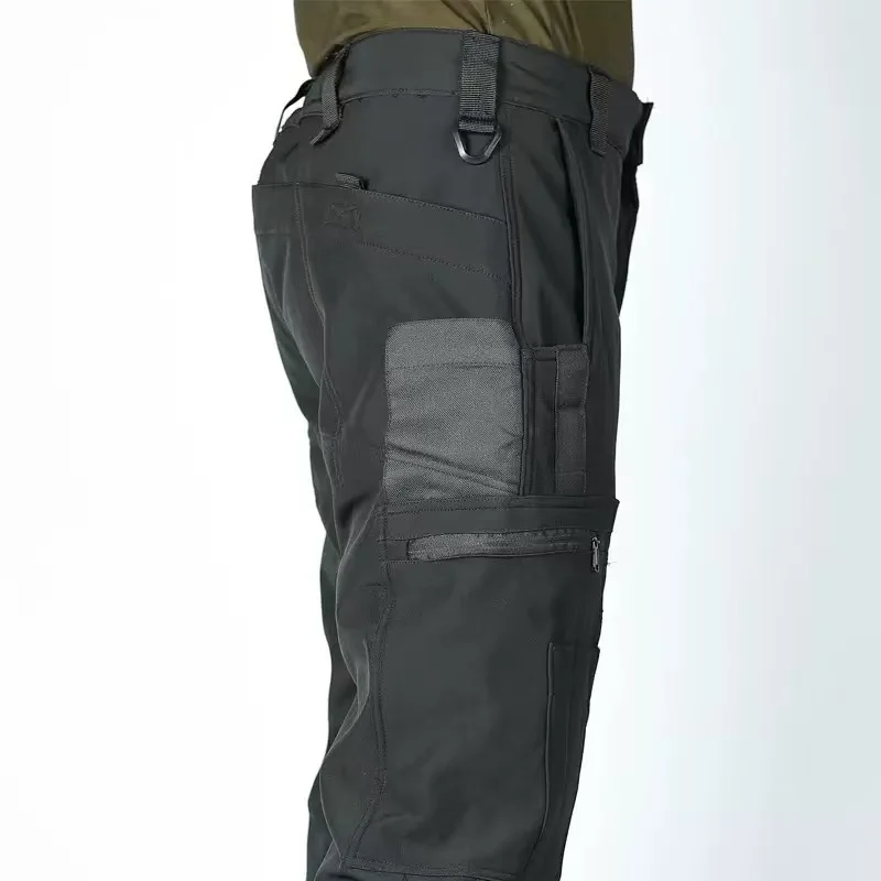 Pantalones Cargo elásticos tácticos para gimnasio para hombre, pantalones para acampar, senderismo, caza, escalada, forro polar, impermeables para exteriores, invierno y otoño - imagen 4