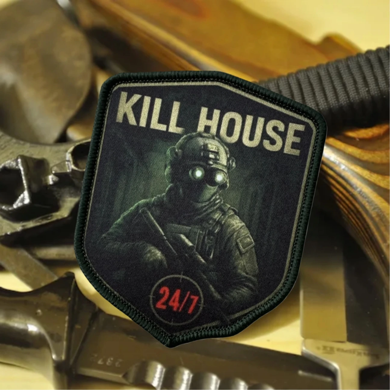 Insignia de moral táctica de soldado enmascarado KILL HOUSE, apliques personalizados, parches de gancho y bucle impresos militares, pegatina para mochila de ropa - imagen 4