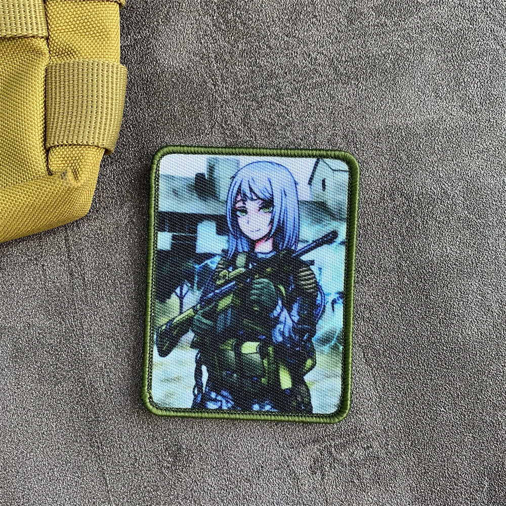 I'm Here for The Violence moral insignia, Parche de Anime, cheurón ruso, chica linda, emblema militar, pegatina impresa en mochila - imagen 5