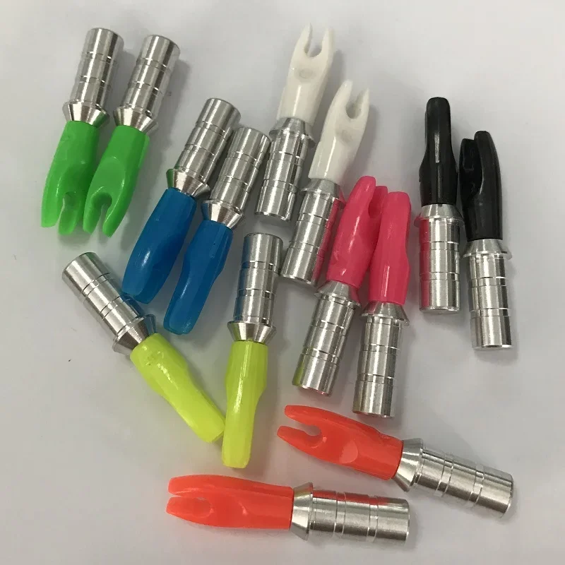 12 Uds Linkboy tiro con arco flecha de aluminio Nock Pin eje ID4.2/3,2/6,2mm Nock ID 3,2mm juego compuesto arco recurvo flecha caza - imagen 3