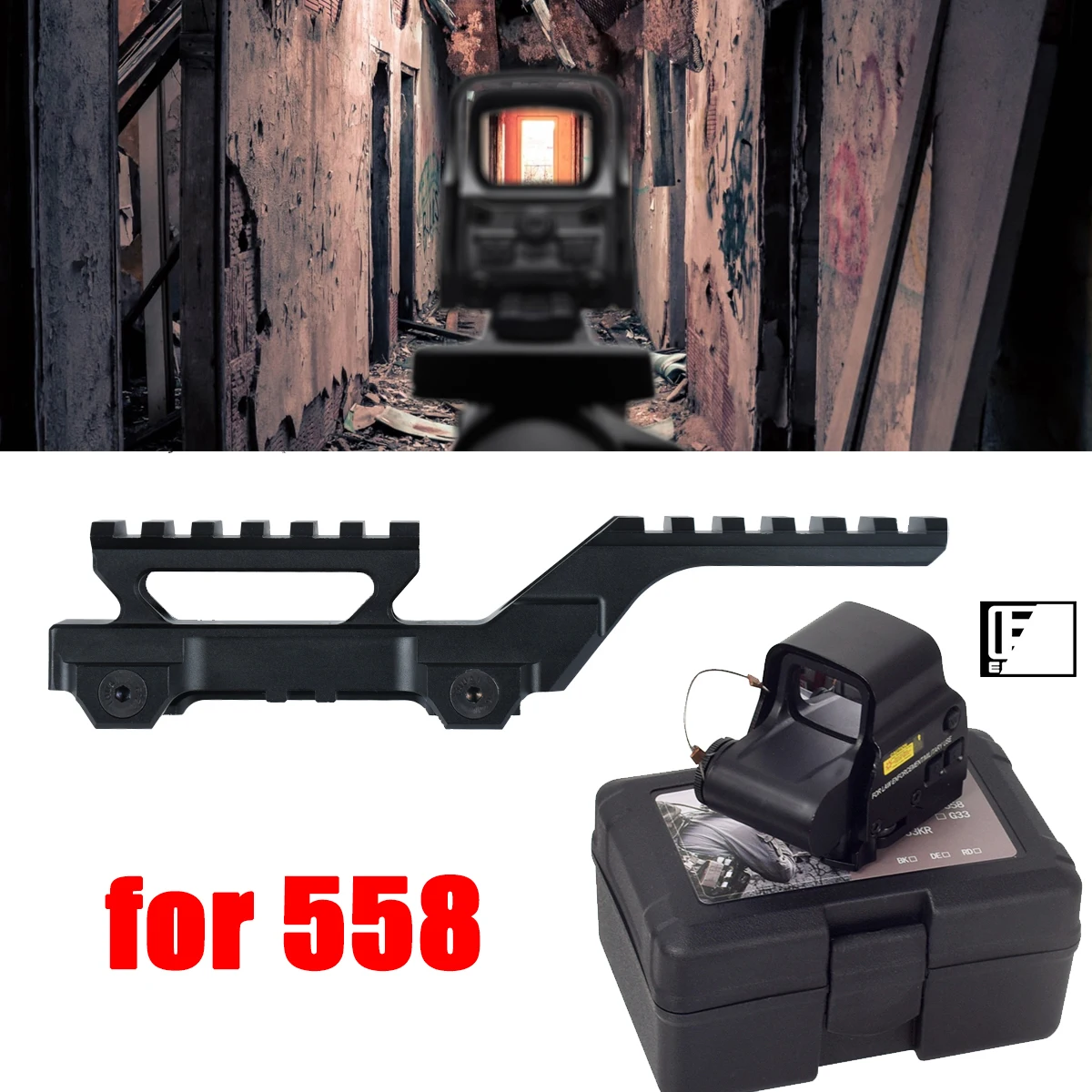 Soporte Elevador para Mira Holográfica 2.91“ Hydra Mount UNITY T02 Sight 558, Mira de Punto Rojo, Equipo de Caza con Riel de 20mm para AR15 - imagen 5