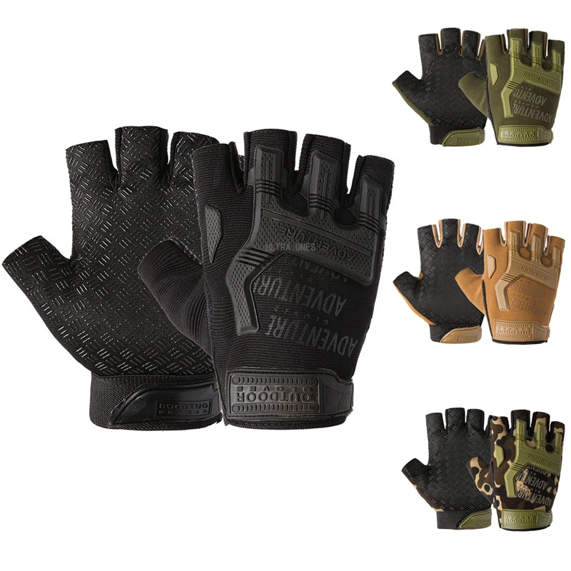 Guantes tácticos de medio dedo para hombre, guantes para caza, pesca, combate, deportes de equitación, resistentes al desgaste, transpirables