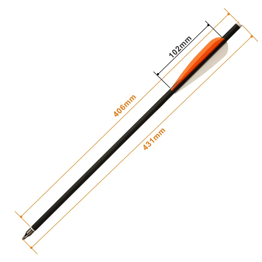 Flechas cortas de tiro con arco para caza al aire libre, accesorios de tiro, mezcla de plumas de plástico de carbono, diámetro de 8,8mm, 16 pulgadas - imagen 3