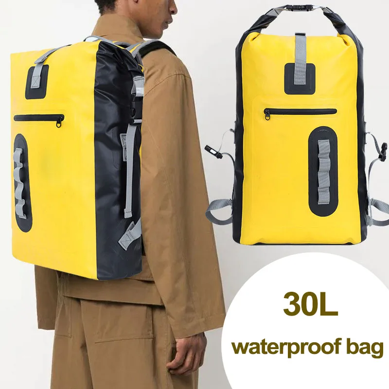 Bolsa seca de 30L, mochila de senderismo para Kayak para mujeres y hombres, impermeable, hombro, deriva, Rafting, surf, canotaje, natación, bolsa de río de deriva - imagen 4