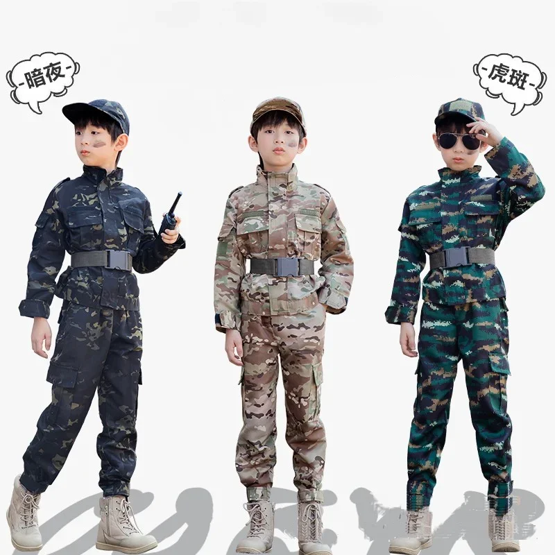 Traje de camuflaje para niños, uniforme de entrenamiento para estudiantes de escuela primaria y secundaria, campamento de fuerzas especiales, Verano - imagen 5
