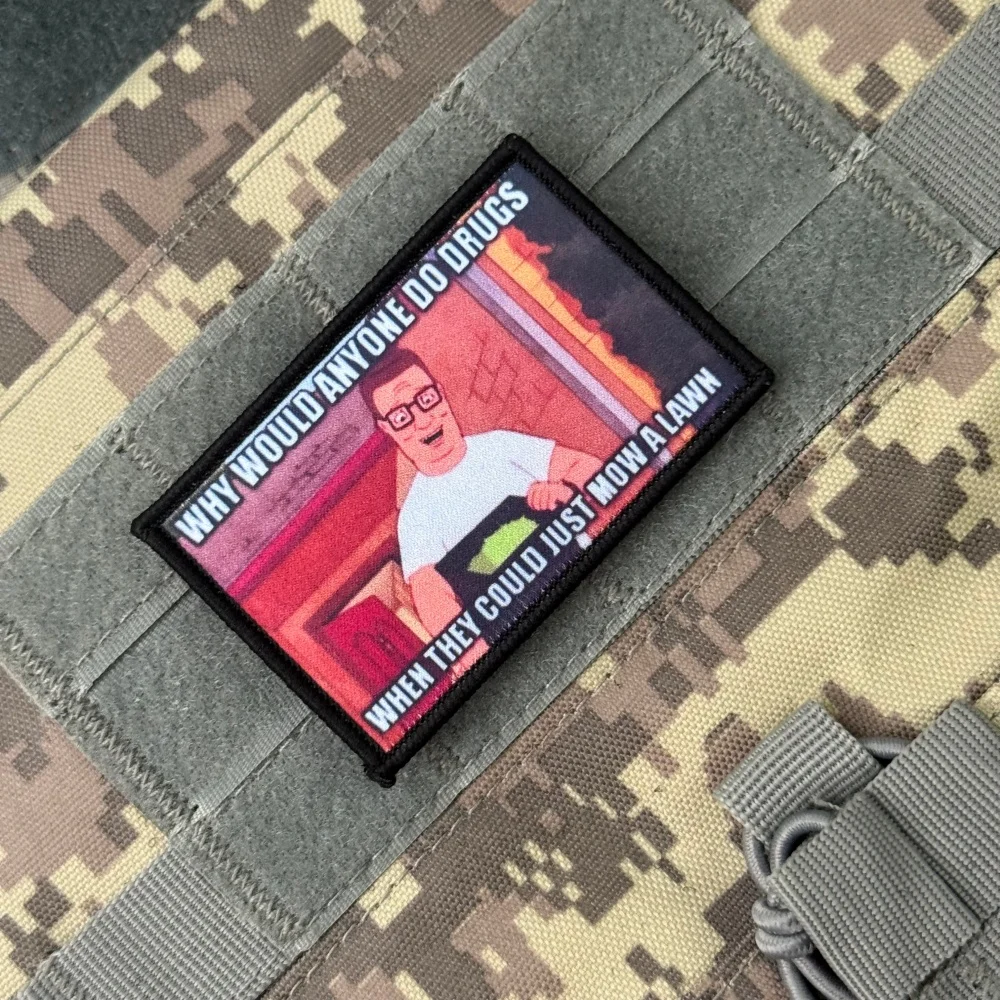 Insignia de moral táctica King of the Hill Hank, parche de gancho y bucle impreso personalizado del ejército en ropa, apliques adhesivos para mochila militar