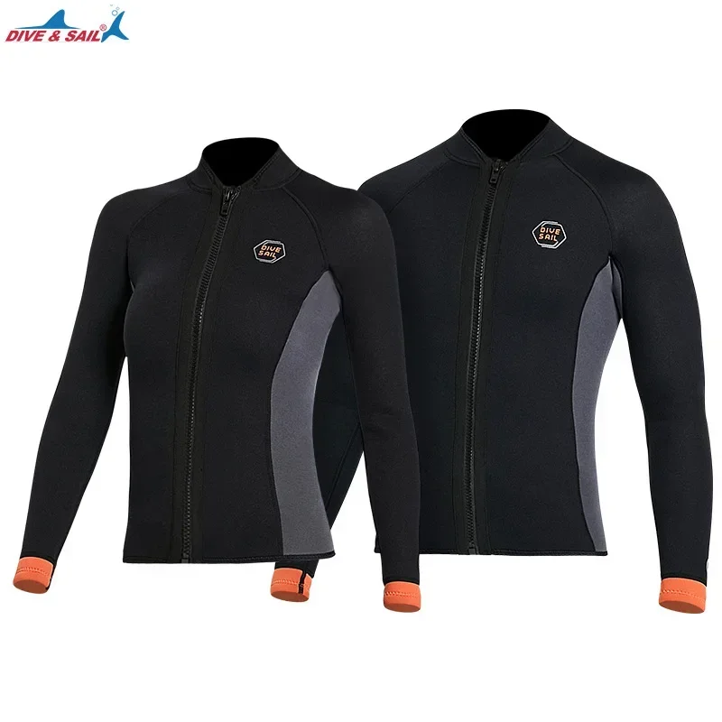 Traje de buceo de neopreno de 3mm para hombre, abrigo para mujer adulta, Tops de buceo de manga larga, chaqueta con cremallera, traje de buceo, surf y snorkel - imagen 4