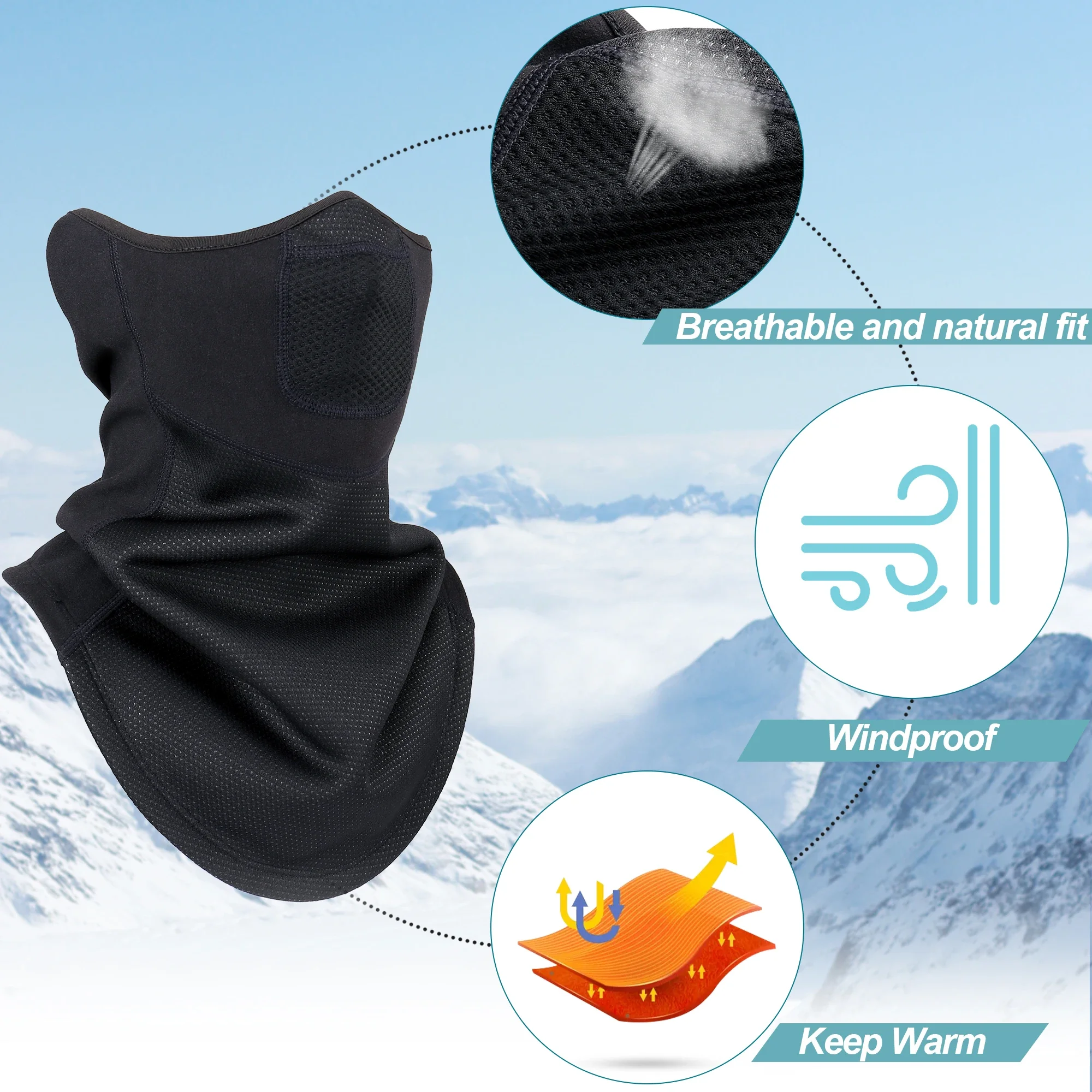 Bufanda a prueba de viento para invierno, Bandana de tubo de lana, máscara suave de media cara para esquí, Snowboard, calentador de cuello, polaina térmica, redecilla, sombreros para hombres y mujeres - imagen 5