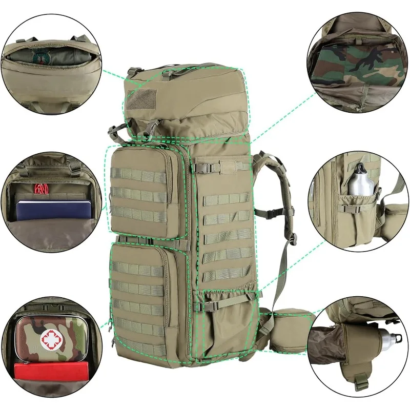 LQARMY 75L, mochilas militares tácticas para montañismo, mochila de supervivencia para escalada del ejército para acampar, senderismo, viajes - imagen 4