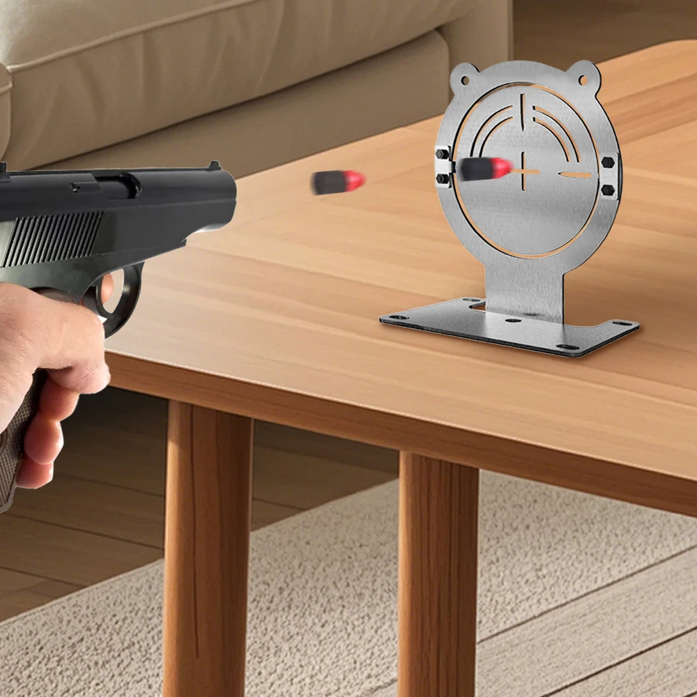 Objetivo de tiro de metal 360 ° Objetivo giratorio, objetivo oscilante giratorio para pistola Airsoft BB, entrenamiento de tiro de Paintball - imagen 5