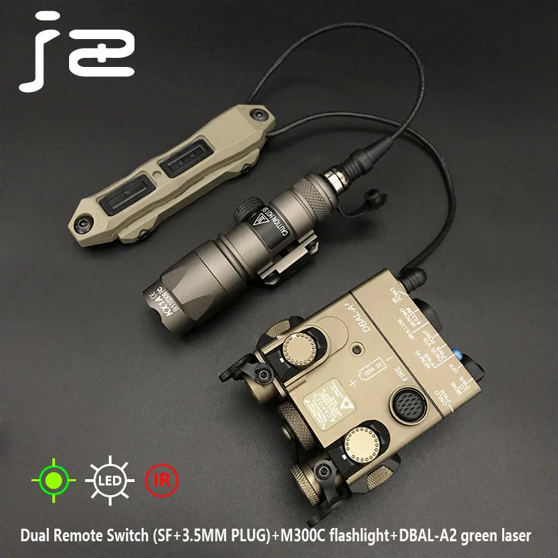 Metal táctico DBAL A2 punto rojo vista peq láser verde IR láser Airsoft Rifle caza armas luces Surefir M300 M600 linterna s - imagen 4