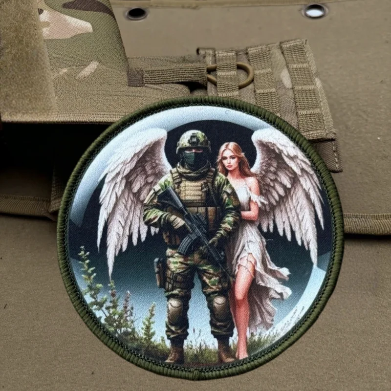 Parche estampado de ángeles para proteger los soldados, chaleco táctico, insignia de moral con gancho y bucle, pegatinas para mochila, parches para brazalete para ropa - imagen 4