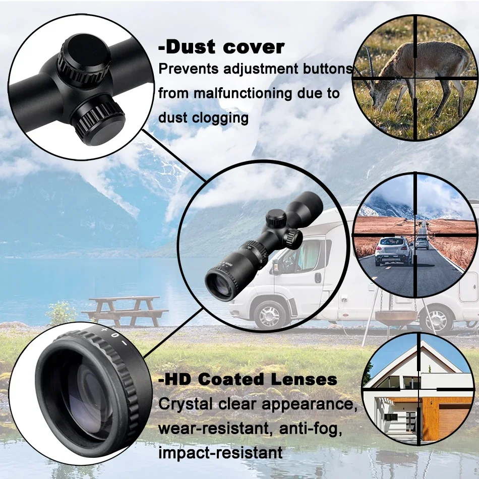 Mira telescópica de ballesta corta para caza, visor óptico iluminado, retícula, accesorios para pistola de caza, 1,5-5x32 - imagen 5