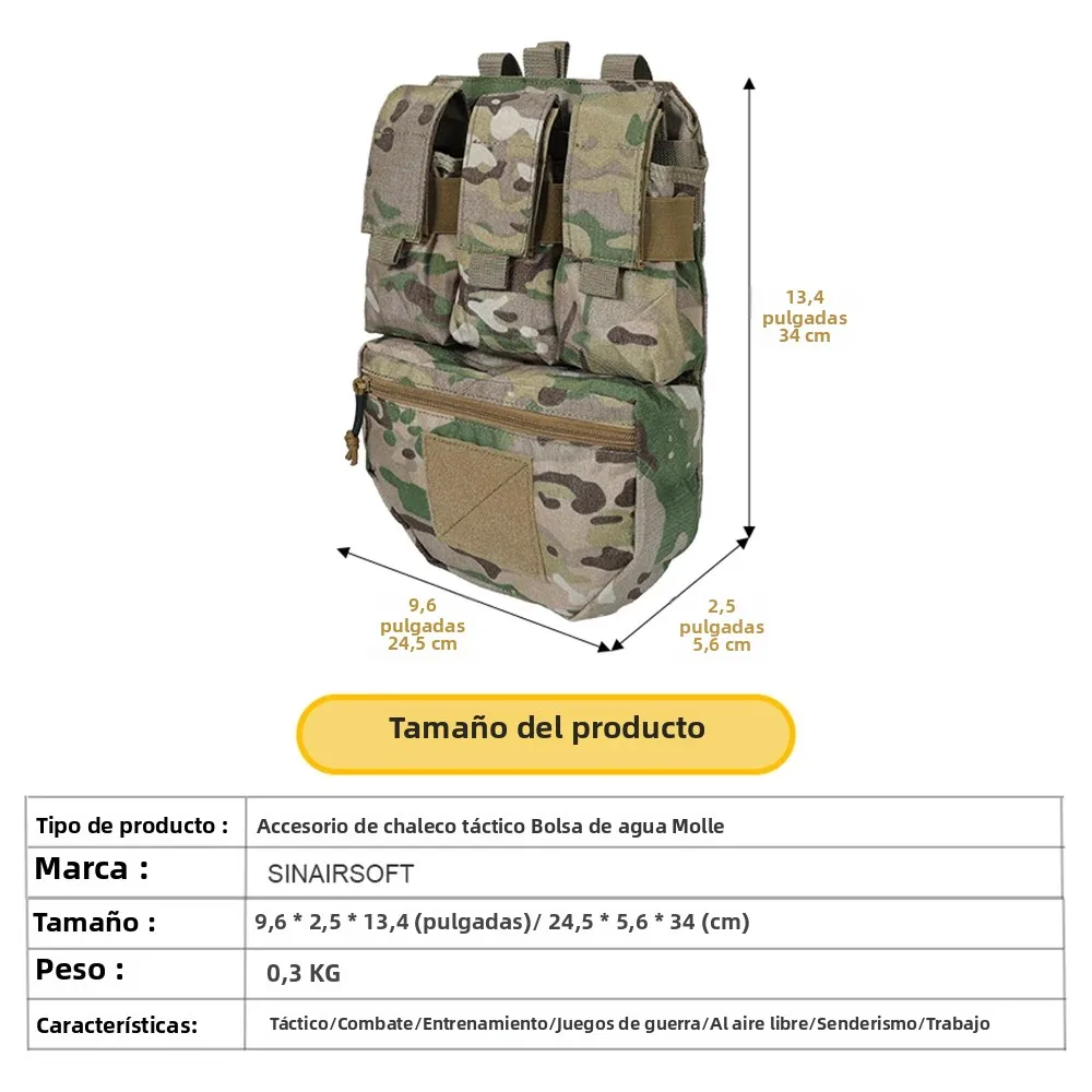 SINAIRSOFT-Bolsa de Panel trasero de asalto táctico, bolsa portadora de placa de munición MOLLE para caza, chaleco Airsoft, accesorios portadores de placa - imagen 3
