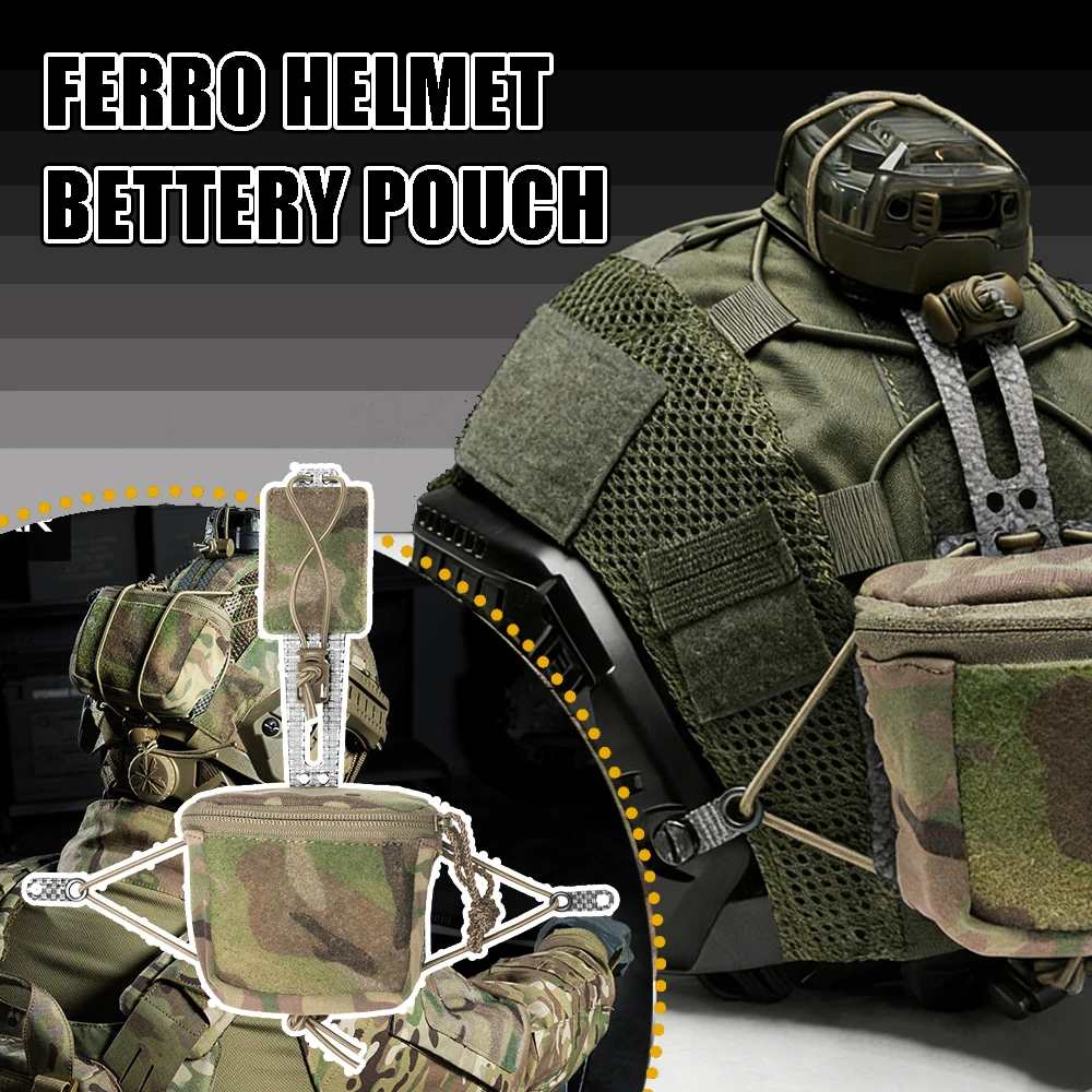 Bolsa táctica para batería de casco Ferro, soporte para batería NVG, bolsa de almacenamiento, sistema de retención de bolsa de contrapeso para casco ajustable en forma de T - imagen 2