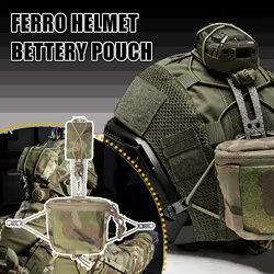 Bolsa táctica para batería de casco Ferro, soporte para batería NVG, bolsa de almacenamiento, sistema de retención de bolsa de contrapeso para casco ajustable en forma de T