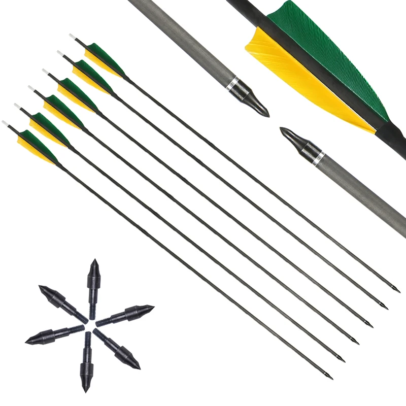 Flecha de carbono mixto de Spine400 id6,2 mm, punta de flecha desmontable, arco tradicional de caza, longitud completa, regalo de 32 pulgadas - imagen 5
