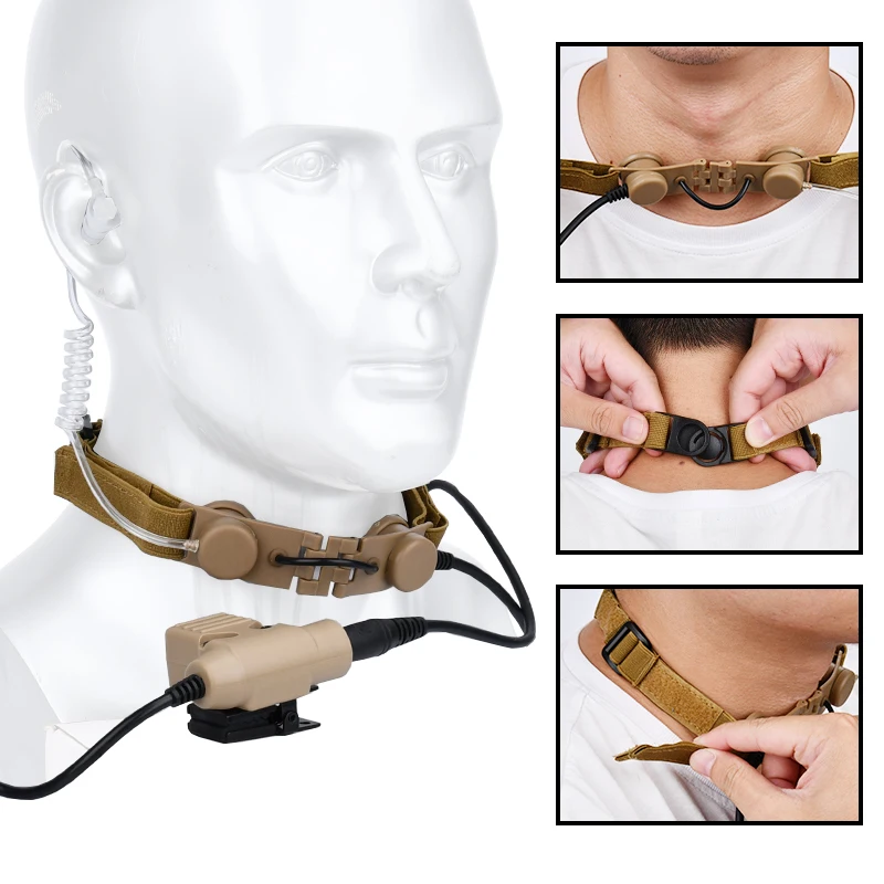 Micrófono táctico laríngeo para garganta, auriculares con micrófono, Walkie, Radio U94 PTT para Kenwood BaoFeng UV-5R UV-5X UV-82 - imagen 3