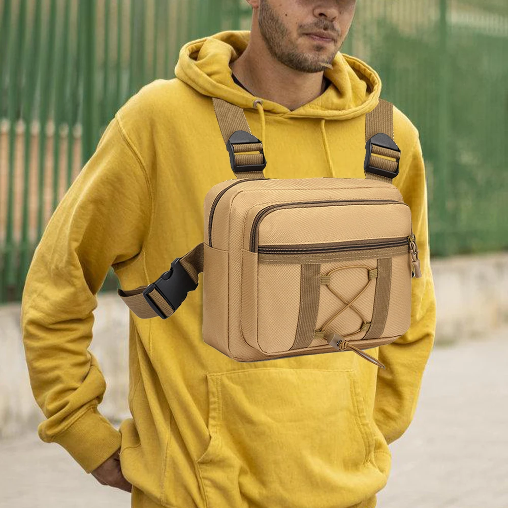 Bolsa de pecho táctica multifunción Molle, chaleco de hombro para hombres y mujeres, bolsa EDC para senderismo al aire libre, Camping, bolsillo táctico suave - imagen 4