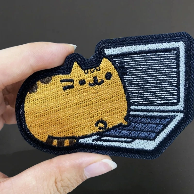 Parches bordados de gato "I'm Busy", emblema de moral táctica, pegatina de gancho y bucle para mochila
